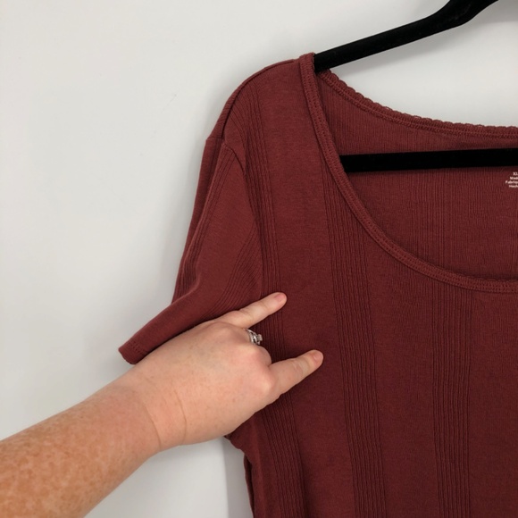 American Eagle Womens Crop Top Size XL Rusty Red Scoop Neck Short Sleeve - Picture 6 of 12